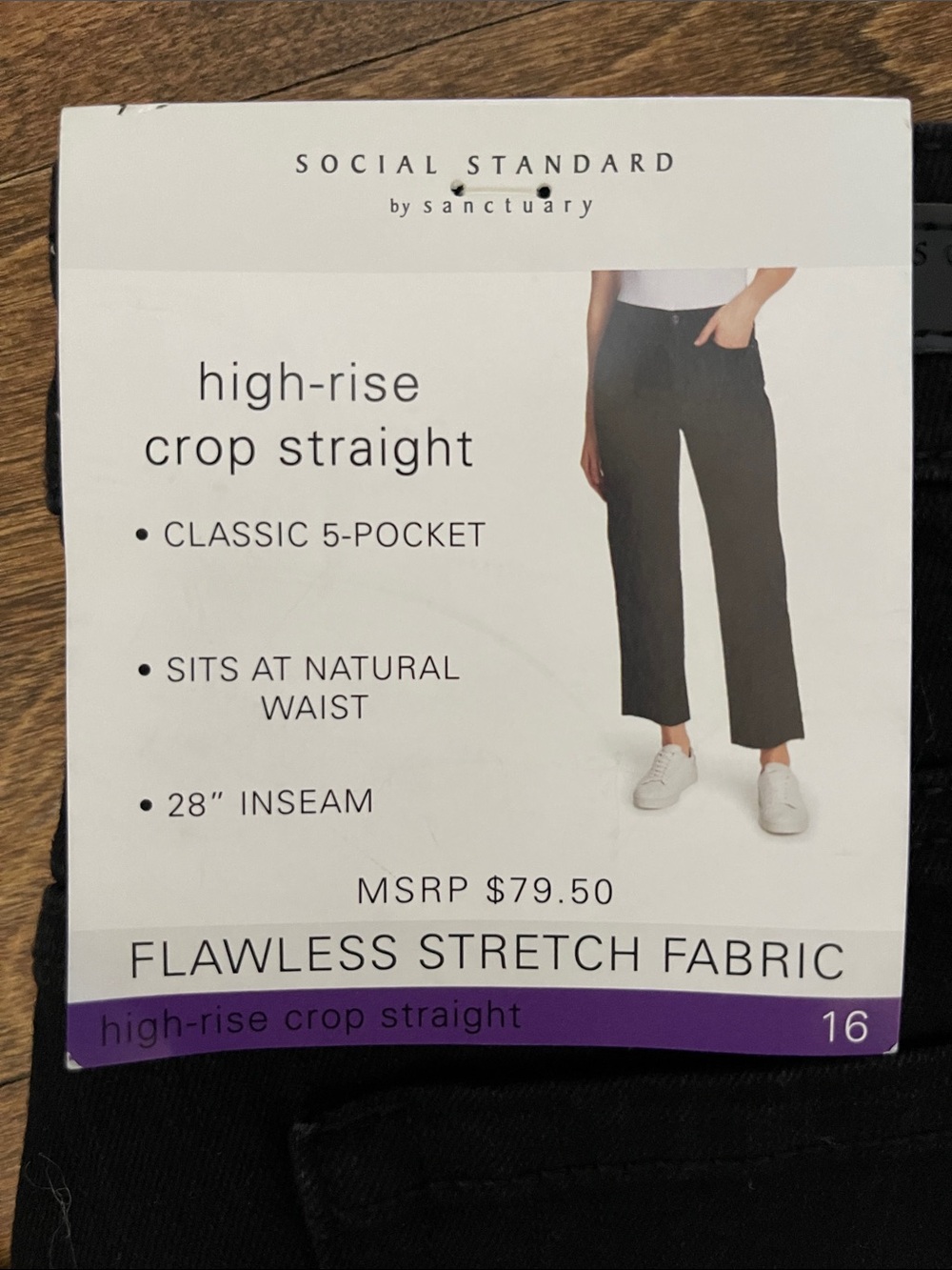 NWT Sanctuary Social Standard stretch High Rise crop Straight black Jean 16